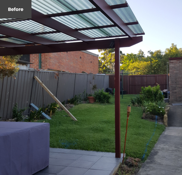 Concord backyard renovation before shots, by Inside Out & About